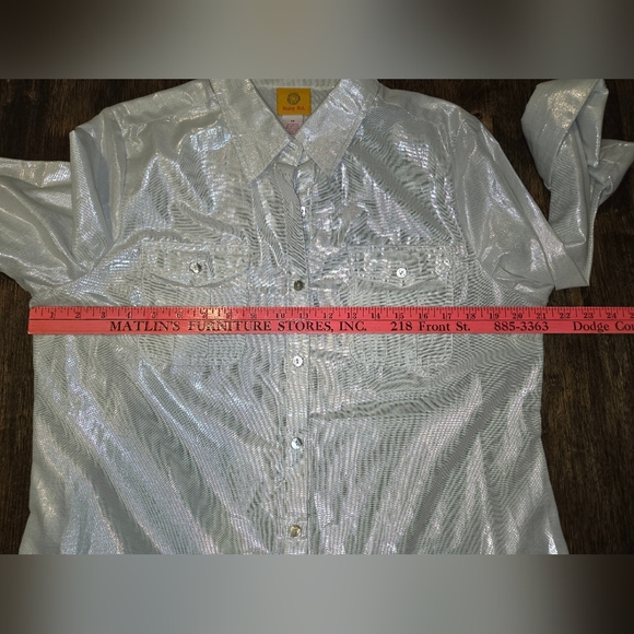 Ruby Rd. White Metallic Button Down Shirt - Picture 8 of 8